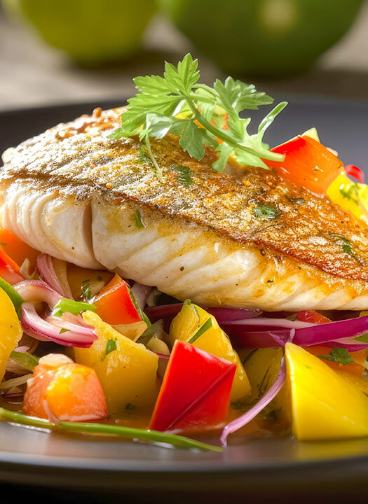 Corvina con vegetales